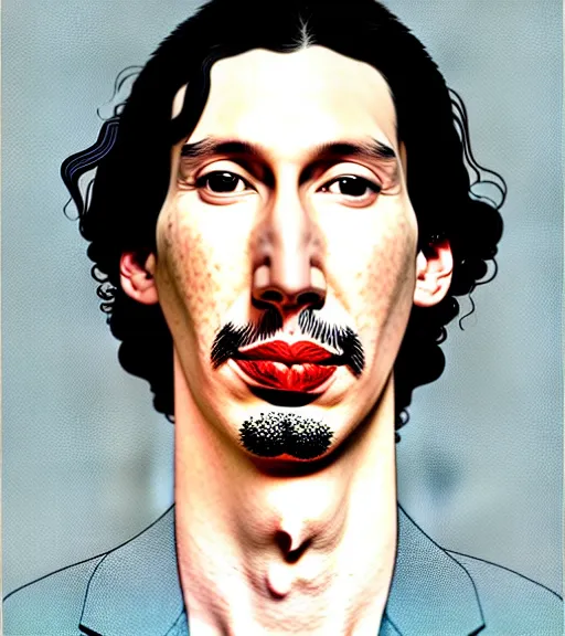 Prompt: portrait of adam driver by norman rockwell and ikenaga yasunari and ayana otake and ko rakusui