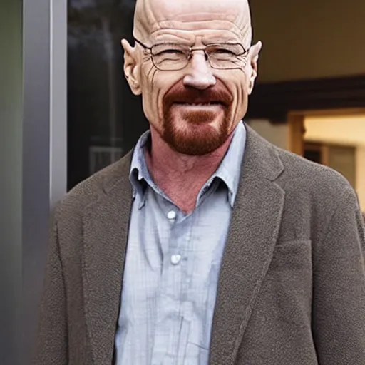 Prompt: walter white smiling