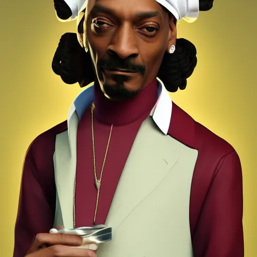 Prompt: Snoop Dogg in a maids outfit, hyperdetailed, artstation, cgsociety, 8k