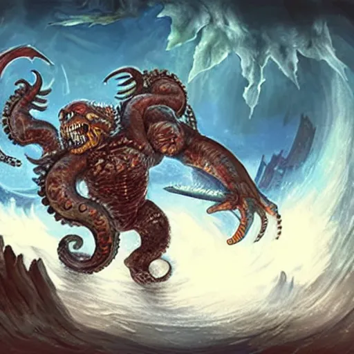 Prompt: Kraken as a warrior race