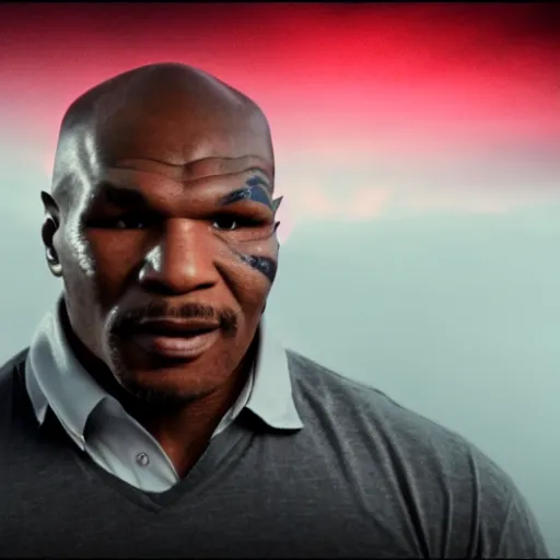 Image similar to a still of mike tyson, cinematic, 4 k, god rays through fog