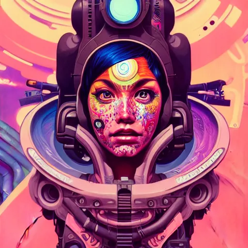 Image similar to high quality high detail portrait of a diesel punk jinx in an alien world, tristan eaton, victo ngai, artgerm, rhads, ross draws, hyperrealism, intricate detailed, alphonse mucha, 8 k, sci - fi, pastel colors, artstation,