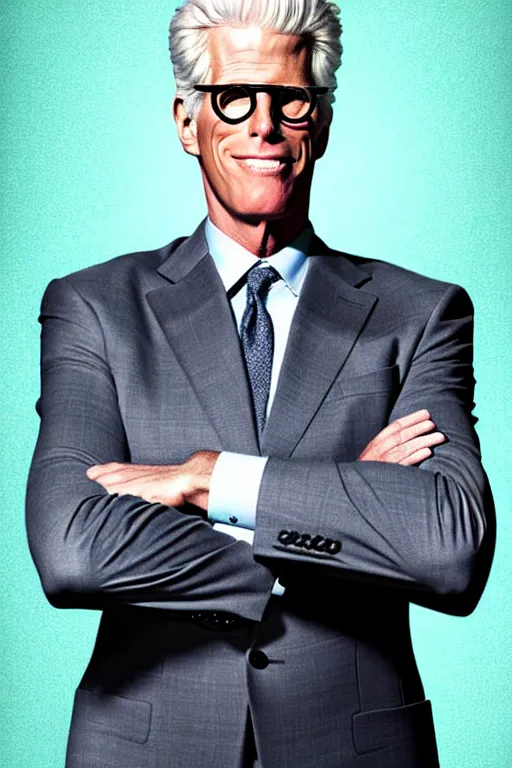 Image similar to a painting of ted danson in the good place, art by robin eley