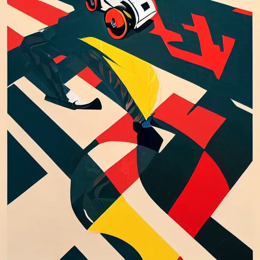 Prompt: Painting of Speed Racer by Sachin Teng :4 stylish, asymmetrical, Matte Painting , Vector art, geometric shapes, hard edges, graffiti, street art:2 Masterpiece, impressive detail, Profound, by Sachin Teng:4