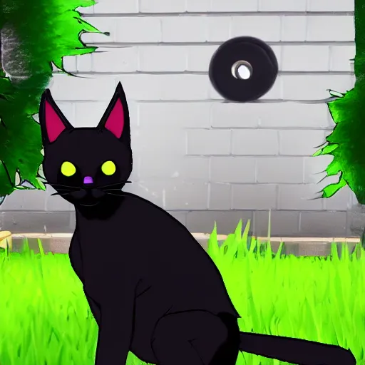 Image similar to an avatar of a black cat in the style of fortnite