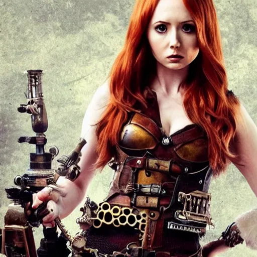 Image similar to photo of karen gillan as a steampunk amazon warrior