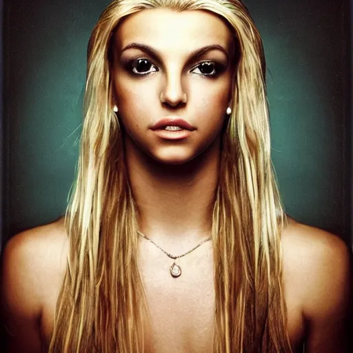 Prompt: a masterpiece portrait photo of a beautiful young woman who looks like a britney spears, symmetrical face