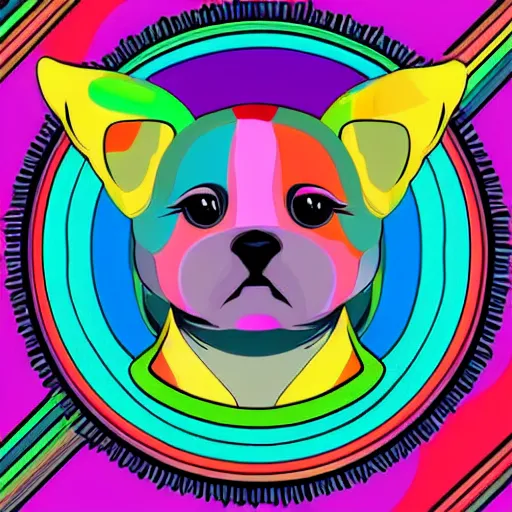 Image similar to portrait friendly cute happy stylish realistic rainbow pet. background in the style of art nouveau. lively. colorful. hd.