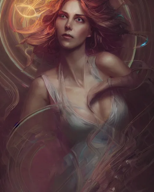 Image similar to illustration of a woman entranced bewitched mesmerized hypnotized, spirals in eyes, artgerm and wlop and greg rutkowski, digital art, highly detailed, dynamic lighting, cinematic composition, concept art, sharp focus, colorful, photorealistic, 8 k