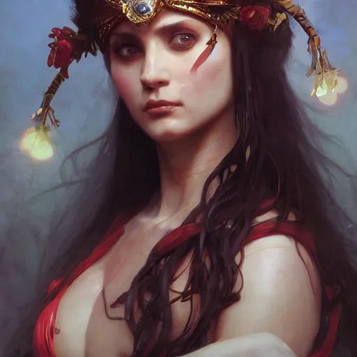 Image similar to A portrait of Kimberly Kane as the goddess of love, Stjepan Sejic, Ruan Jia, and Mandy Jurgens, and Artgerm, and william adolphe bouguereau, highly detailed, trending on artstation, award winning, -H 768