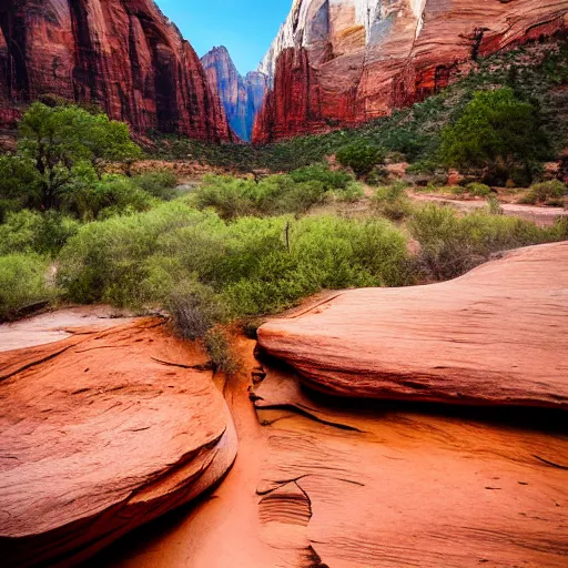 Prompt: Probably the easiest shot you can take in Zion and arguably the best spot! Zion National Park