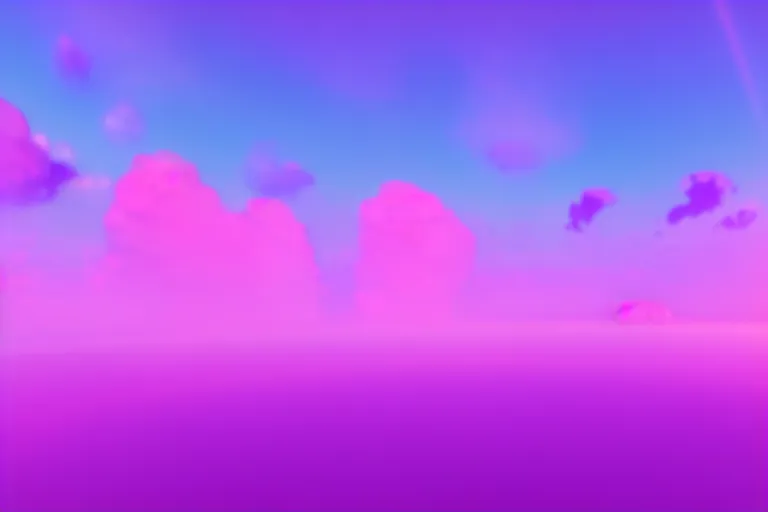 Prompt: purple diamond hovering in pink clouds, turquoise horizon, smooth gradients, octane render, 8 k, volumetric lightning