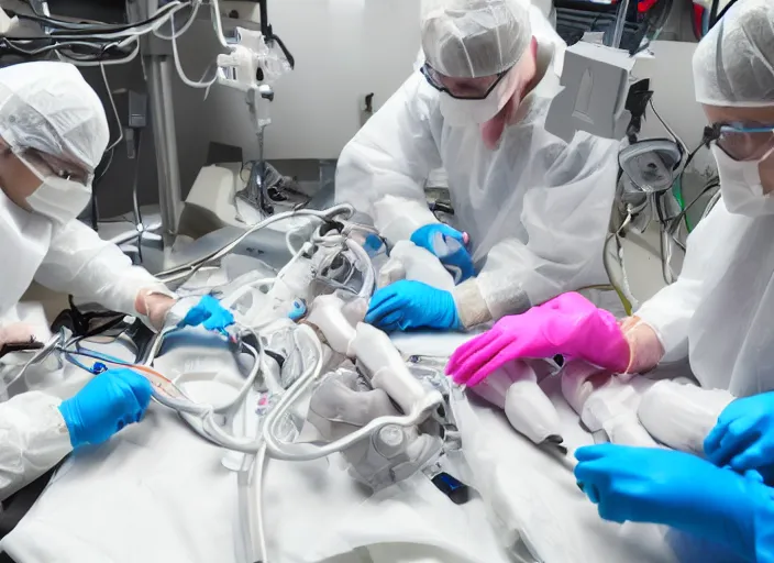 Image similar to babies doing a heart transplant in the operating room
