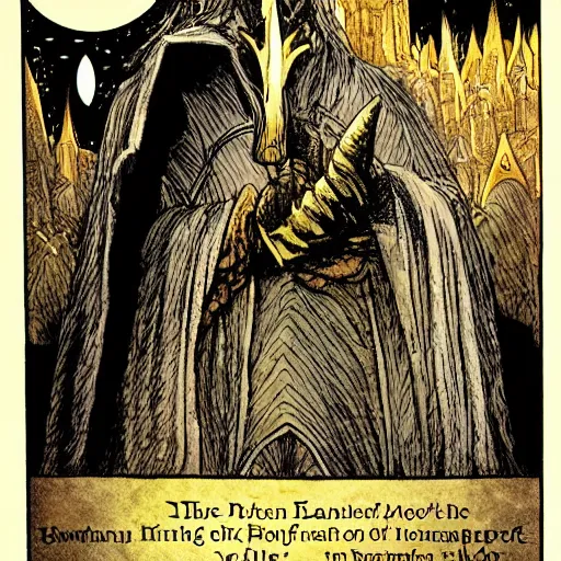 Prompt: the Dark Lord Sauron, who in an earlier age created the One Ring to rule the other Rings of Power given to Men, Dwarves, and Elves, in his campaign to conquer all of Middle-earth. From homely beginnings in the Shire, a hobbit land reminiscent of the English countryside, the story ranges across Middle-earth, following the quest to destroy the One Ring mainly through the eyes of the hobbits Frodo, Sam, Merry and Pippin.