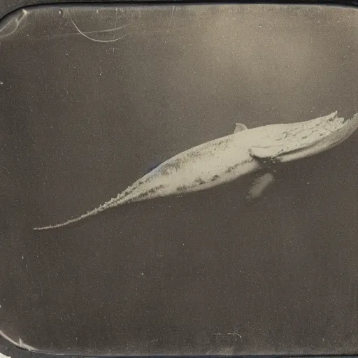 Prompt: tintype photo of underwater giant squid wrapped around a whale