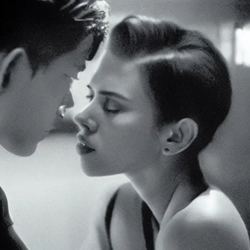 Image similar to intimate movie still of scarlett johansson in wong kar wai fallen angels