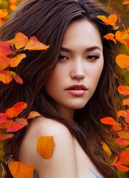 Image similar to photo of a gorgeous female in the style of stefan kostic, realistic, half body shot, sharp focus, 8 k high definition, insanely detailed, intricate, elegant, art by stanley lau and artgerm, extreme bokeh foliage