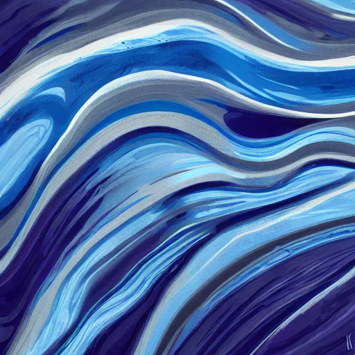 Image similar to A beautiful abstract painting of waves, blue color scheme, trending on artstation