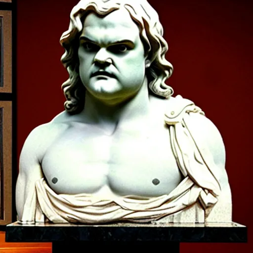 Image similar to jack black as a greek marble statue