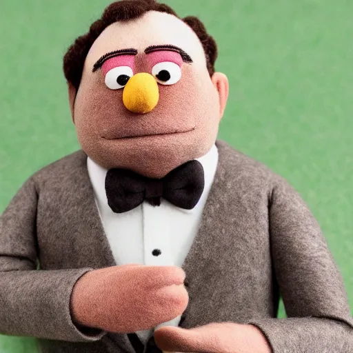 Image similar to tony soprano as a muppet. highly detailed felt. hyper real photo. 4 k.