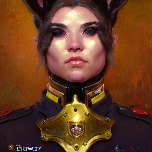 Prompt: portrait of a female furry bunny face in a police uniform. shadowrun furaffiniy cyberpunk fantasy highly detailed painting by gaston bussiere craig mullins jc leyendecker gustav klimt artgerm greg rutkowski john berkey, bergey, craig mullins, ruan jia, raymond swanland, jeremy mann, tom lovell, alex malveda