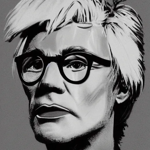 Prompt: pencil illustration of Andy Warhol highly detailed, cinematic,