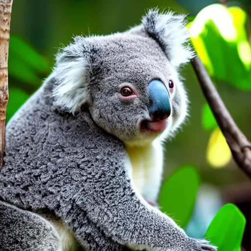 Image similar to award winning nature photograph of a koala with a parrot's beak. weird, extreme detail, hyperrealistic photo, smooth, trending on artstation