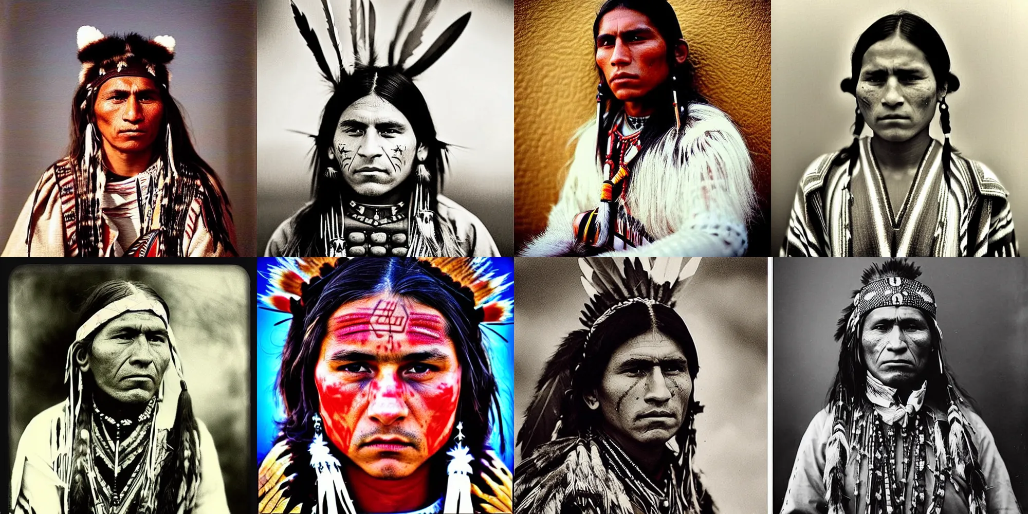 Prompt: “Photo of Native American indian man Cristiano Ronaldo, portrait, skilled warrior of the Chiricahua Apache, Lozen was the sister of Victorio a prominent Chief, showing pain and sadness on her face, ancient, realistic, detailed, emma watson”