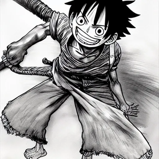 Image similar to luffy by kim jung gi