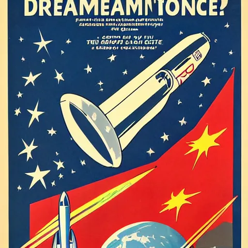 Image similar to ! dream american atompunk space race propoganda poster circa 1 9 6 0 s