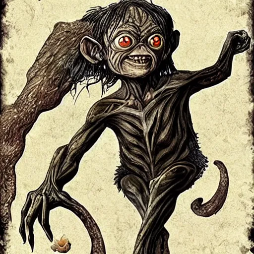 Image similar to Gollum wizard, harry potter style, magic, spells