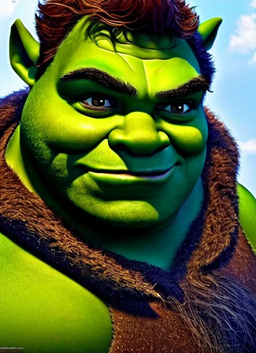 Prompt: photo of a gorgeous shrek the style of stefan kostic, realistic, sharp focus, 8 k high definition, insanely detailed, intricate, elegant, art by stanley lau and artgerm