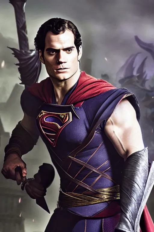 Image similar to henry cavill in arcane : league of legends