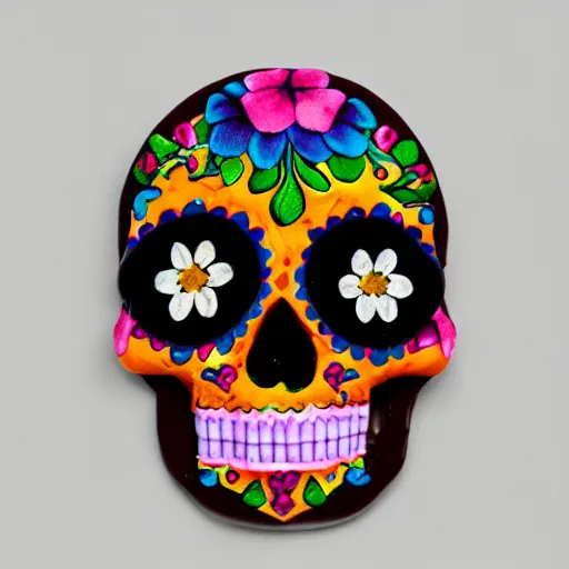 Prompt: “sugar skull in chocolate, studio lighting, 3D”