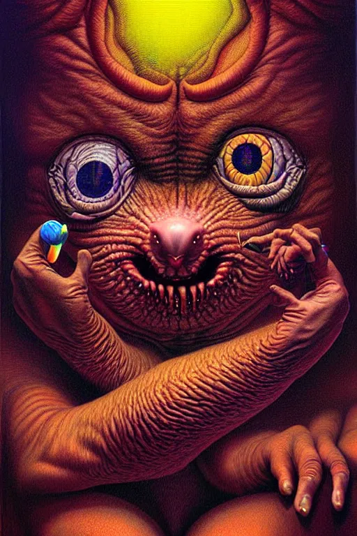 Image similar to a hyperrealistic painting of a chimeric creatures studying for a math exam, cinematic horror by jimmy alonzo chris cunningham, lisa frank, richard corben, highly detailed, vivid color,