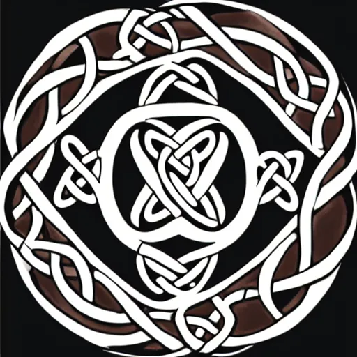 Image similar to a circular vector tattoo design with a shinto influence. art nouveau, celtic knots, curvilinear, recursive.