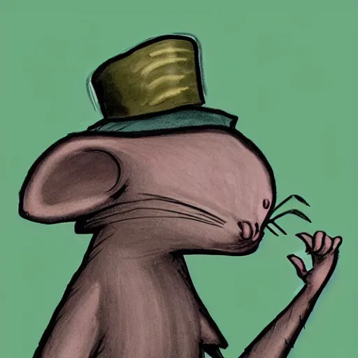 Image similar to portrait of a humanoid rat wearing a hat in the style of piccaso