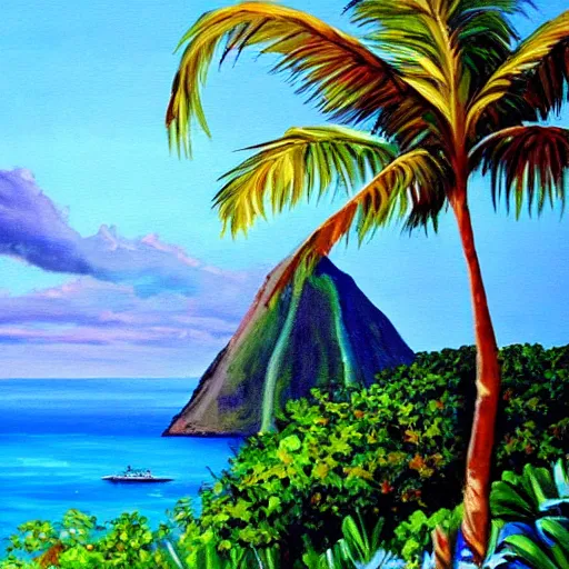 Image similar to saint lucia ocean view ( beautiful ) ( painting )