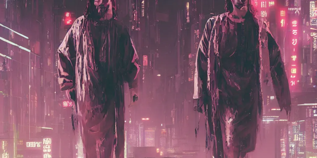 Image similar to Ukiyo-style cyberpunk Jesus