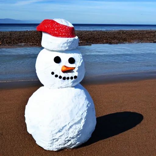 Image similar to snowman on a beach