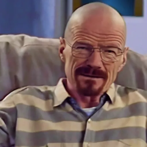 Image similar to a screenshot of Walter White in ICarly, low quality, vhs quality