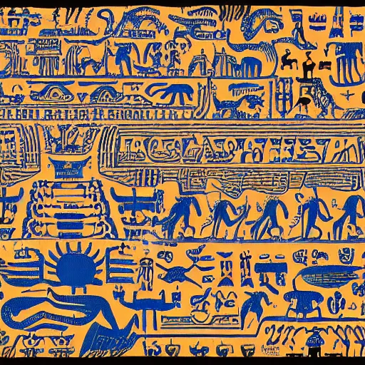 Prompt: a high detailed picture of a crowd worshiping an alien ship in mayan hieroglyphics style 4k