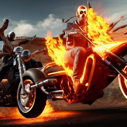 Prompt: Ghost rider in a video game Very detailed 4K quality Super Realistic