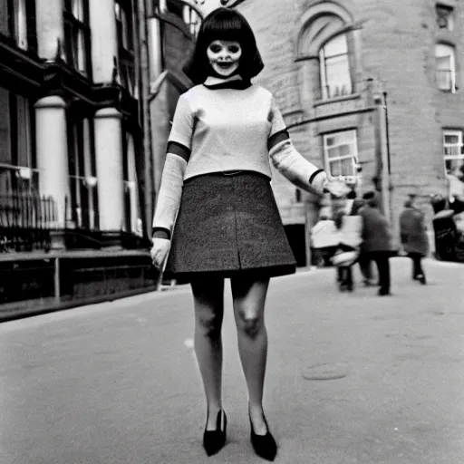 Image similar to mod woman, 6 0 s mod, fashionable mod, miniskirt, moptop, 1 9 6 0 s united kingdom, liverpool, union jack