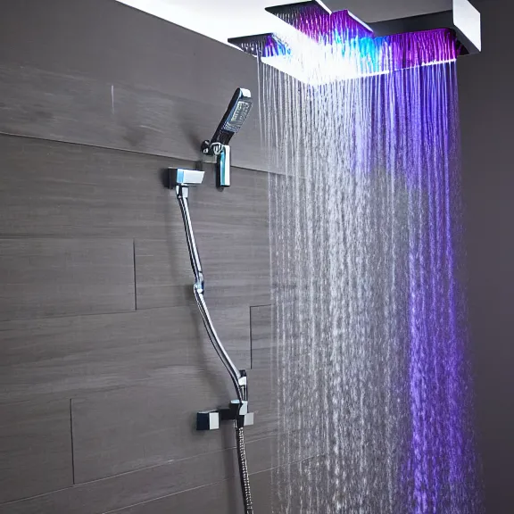 Prompt: RGB gaming shower manufactured by the company Razor