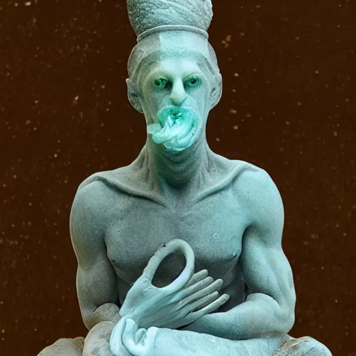 Image similar to illithid, eldritch, ancient marble statue, underwater photography