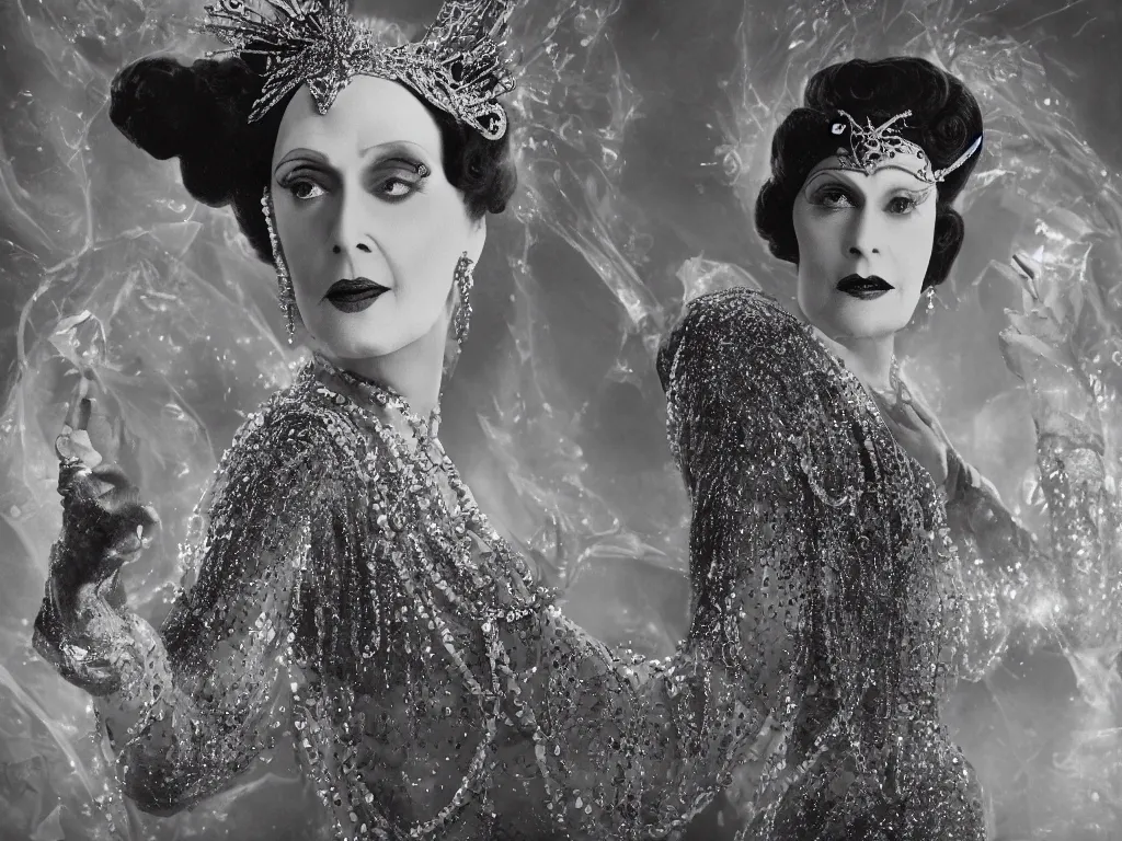 Prompt: Norma Desmond as a Disney Princess, highly detailed, 8k resolution