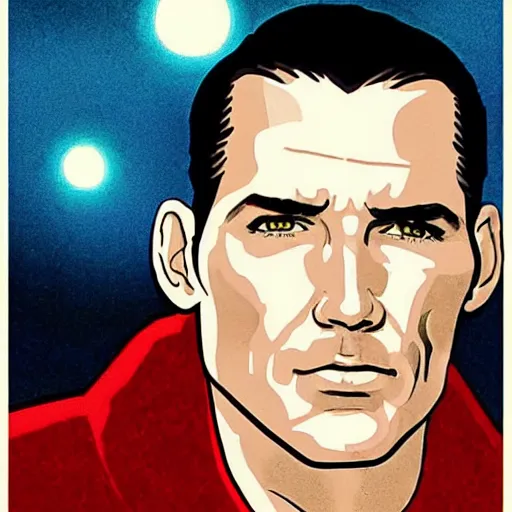 Image similar to jim caviezel retro minimalist portrait! moebius starwatcher comic by jean giraud, portrait 8 k