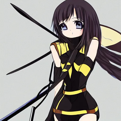 Image similar to anime art humanization wasp with sword