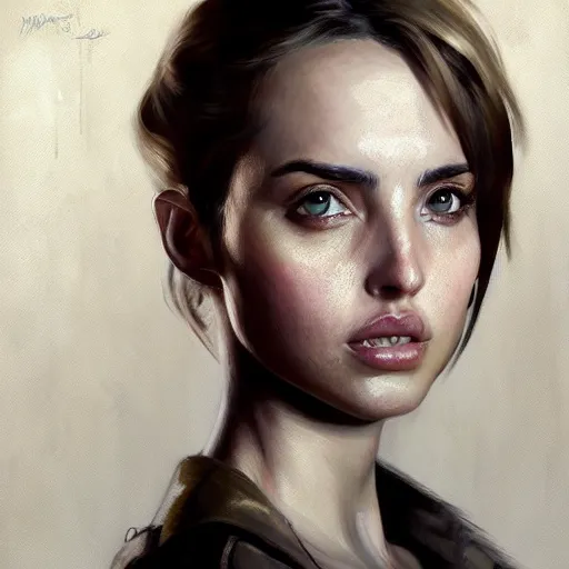 Prompt: portrait of ana de armas, half life 2, dishonored 2, painted by greg rutkowski, painted by stanley artgerm, painted by igor kieryluk, digital art, promotional art, trending on artstation